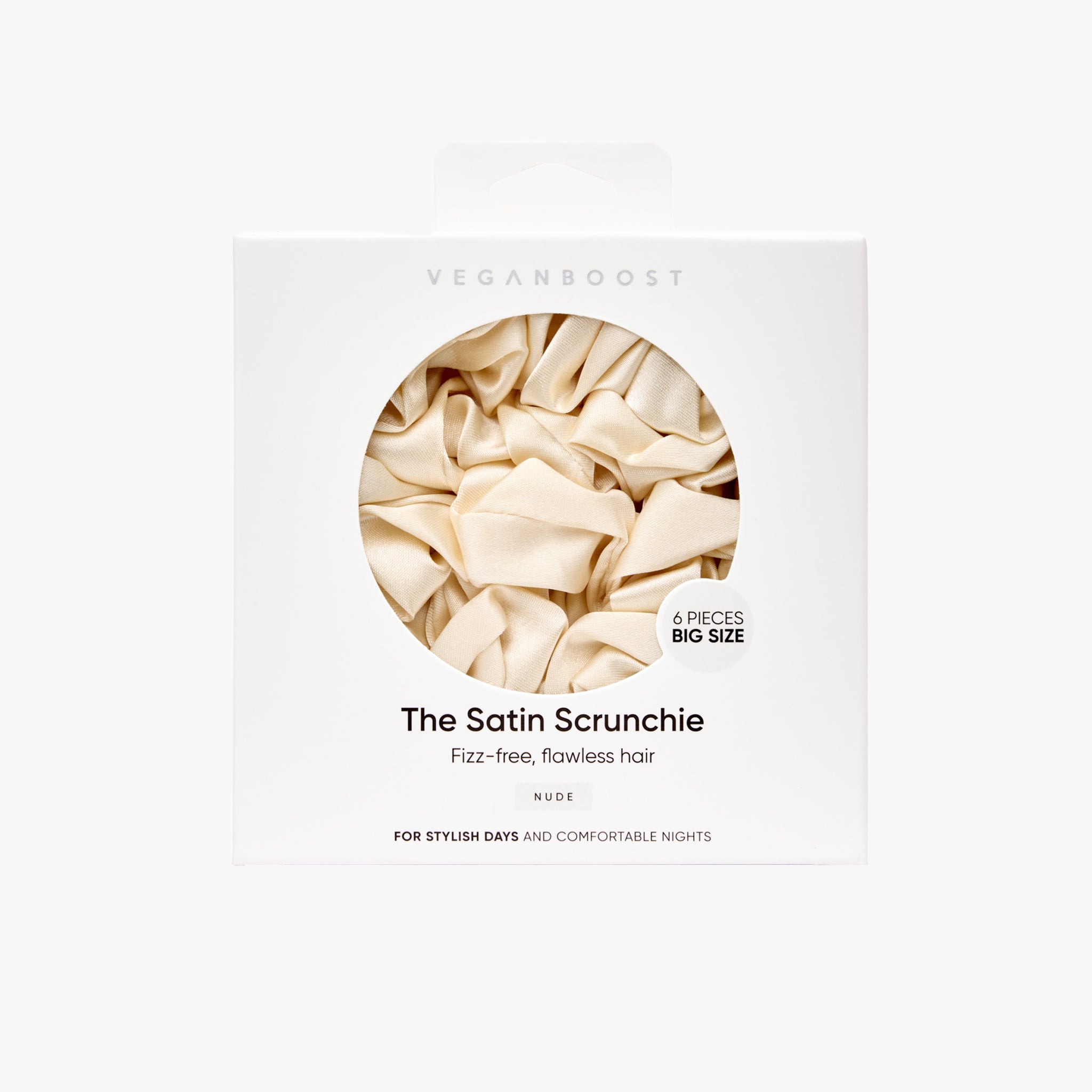 Satin-Haargummi in Nude, große Größe