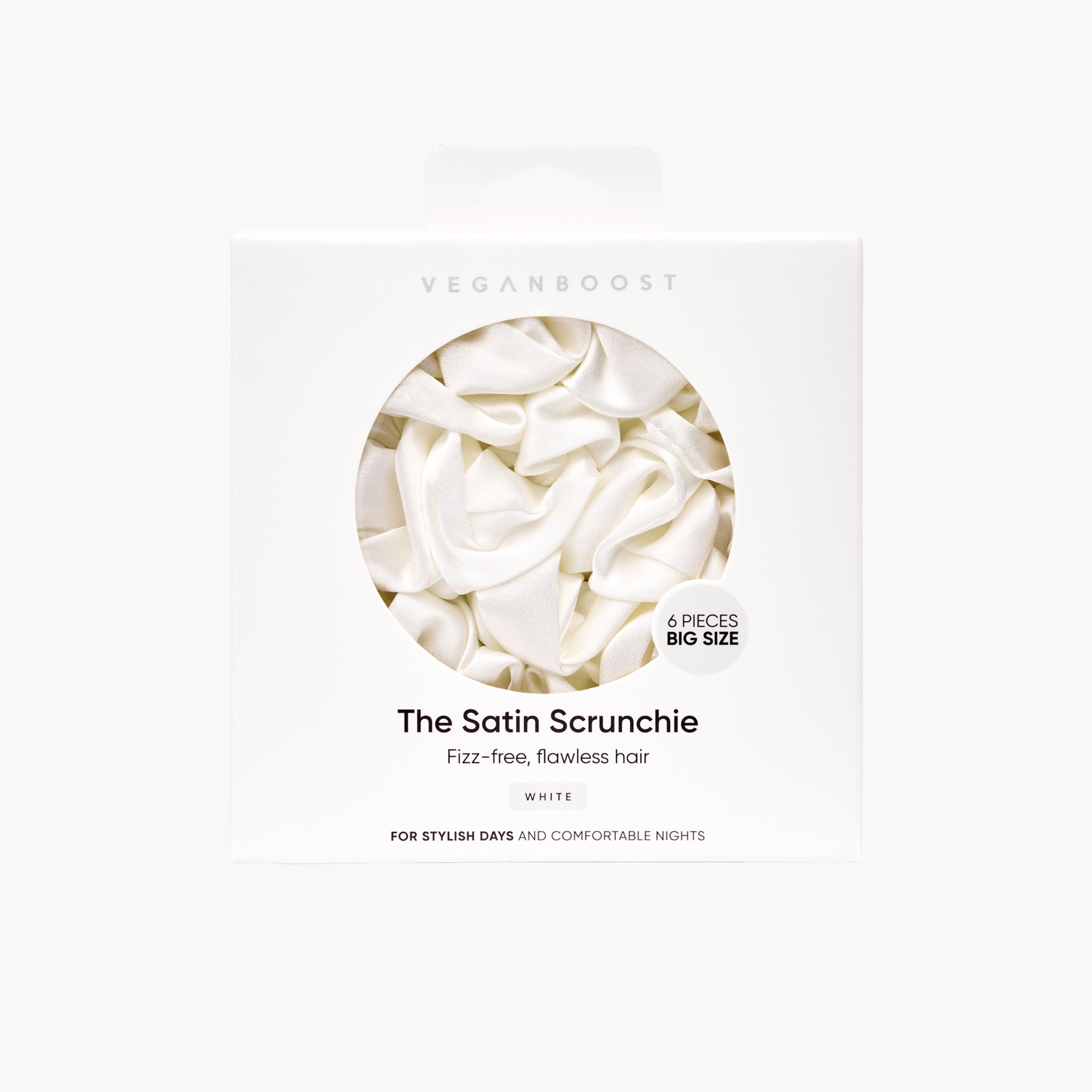 Satin-Haargummis, weiß, große Größe