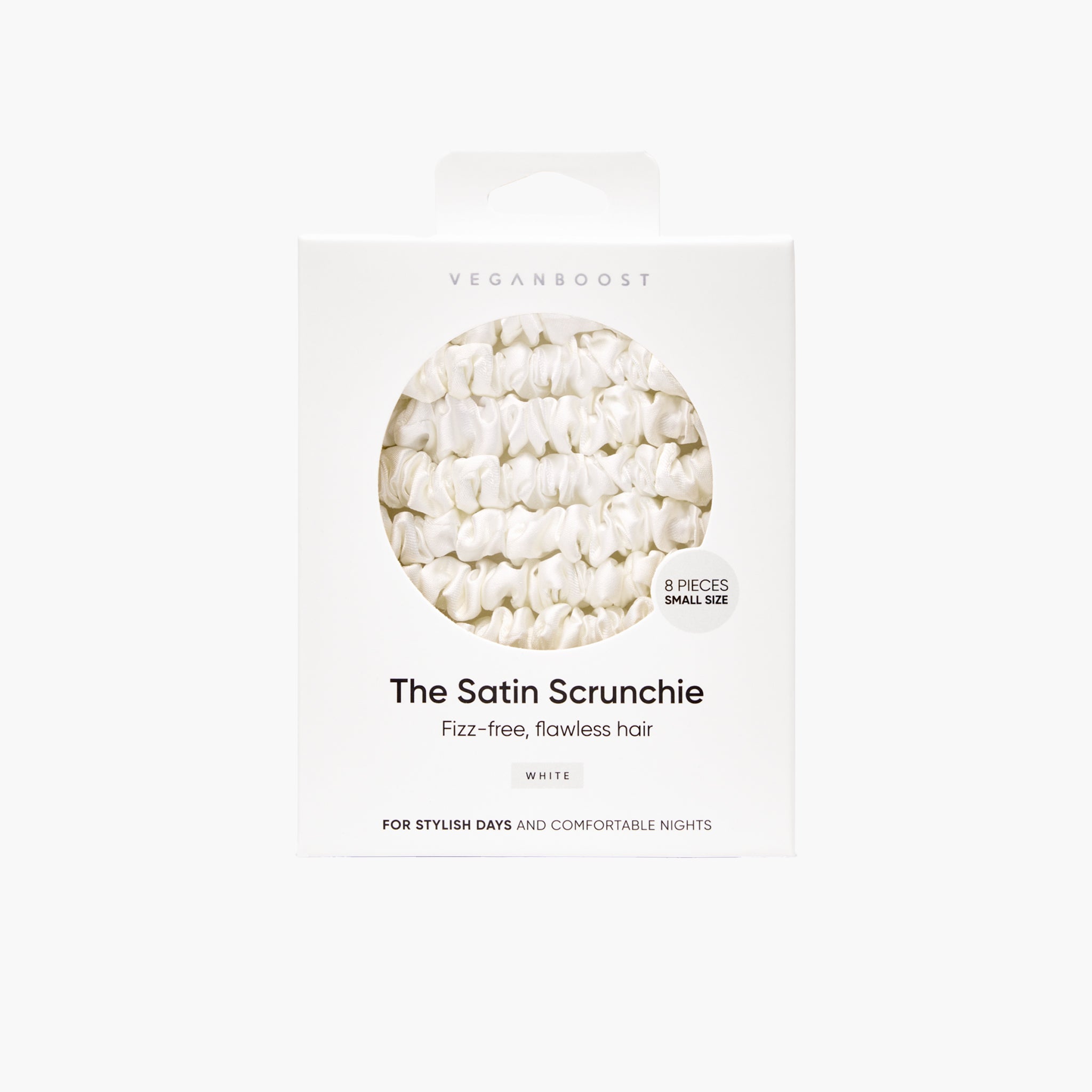 Satin-Haargummis, weiß, kleine Größe